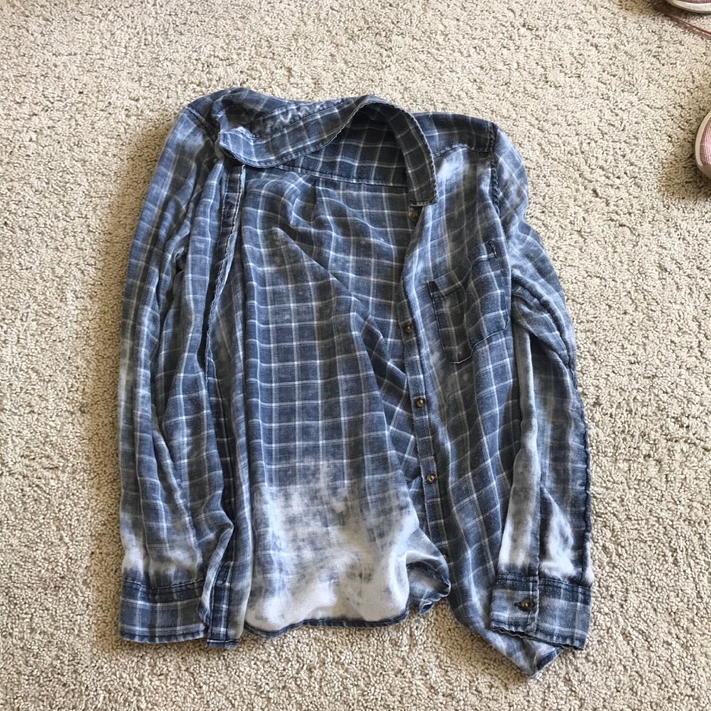 Light blue flannel.